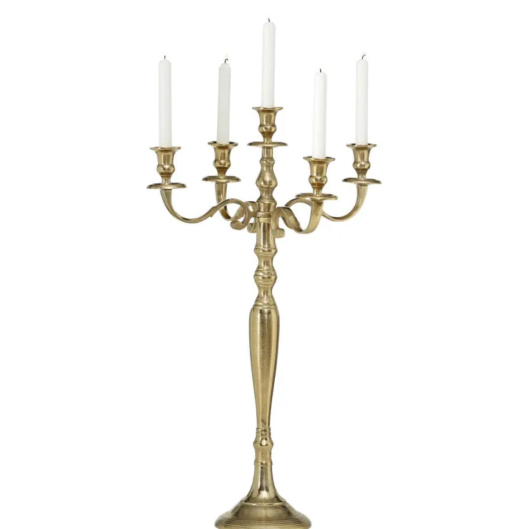 5 armet lysestage / kandelaber i guld aluminium - H.78xØ.45cm