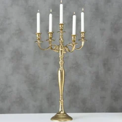 5 armet lysestage / kandelaber i guld aluminium - H.78xØ.45cm