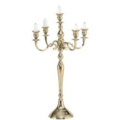 5 armet lysestage / kandelaber i gylden aluminium - H.63xØ.37