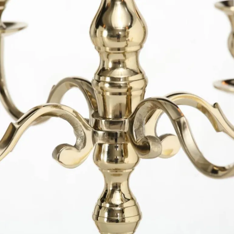 5 armet lysestage / kandelaber i gylden aluminium - H.63xØ.37