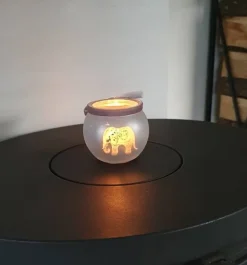 3 fyrfads lysestager i sæt - med bånd og hjerte