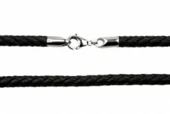 5 mm Flettet Læderhalskæde - Sort + Brun