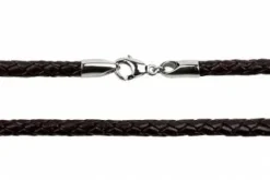 5 mm Flettet Læderhalskæde - Sort + Brun