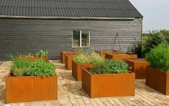 Adezz / Firkantede eksklusive rust krukker - plantekummer / Med Bund