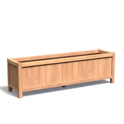 Aflang plantekasse i træ med ben / hardwood