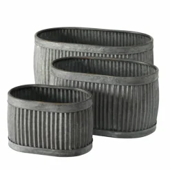 Aflange Dalia plantekrukker i zink metal med riller - sæt 3stk