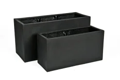 Aflange plantekummer lave / Sort + Grå - Udendørs