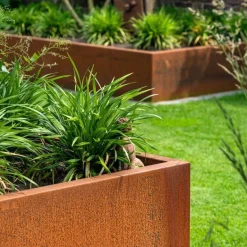 Aflange rektangulære højbede i Cortenstål - L.200cm / 300cm - B.100cm - UDEN BUND