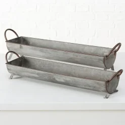 Aflange rustikke zink potter / bakker - 2stk