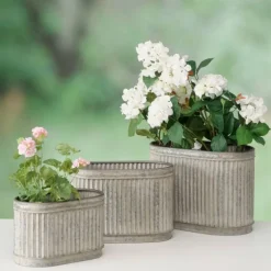 Aflange zink potter / 3stk i sæt