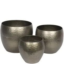 Bankede metalpotter i retro look / Skjulere i metal - SÆT