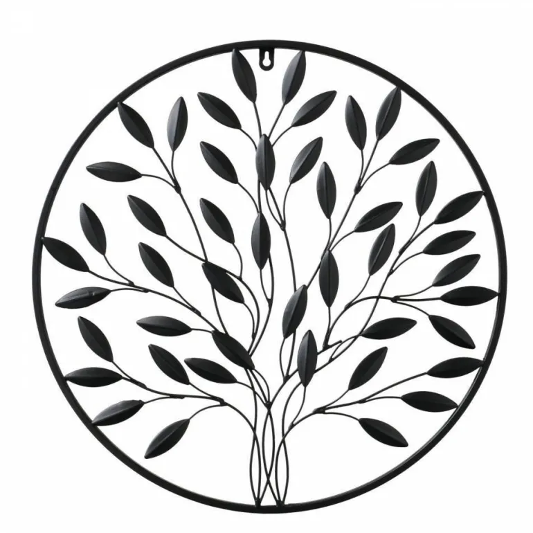 Blomster relief i sort metal - Ø.50cm