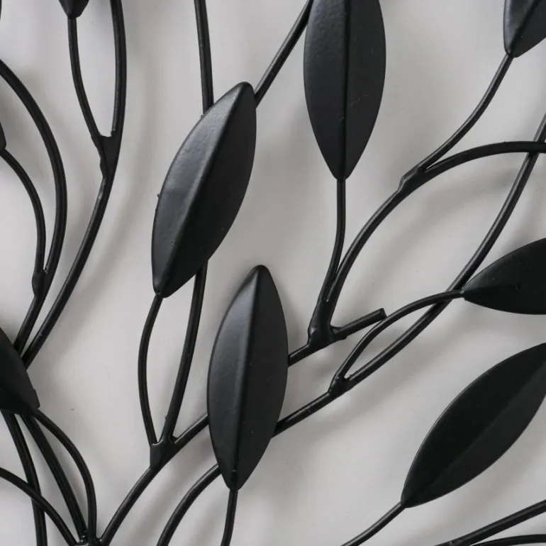 Blomster relief i sort metal - Ø.50cm