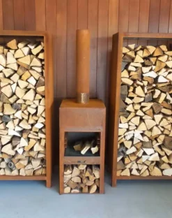 Brændereol / brændeholder i rust - 6 størrelser