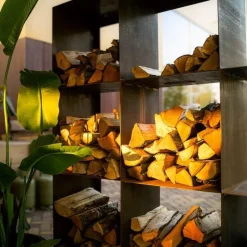 Brændereol / Rumdeler til brændestykker i cortenstål