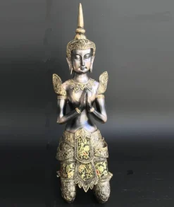 Buddha figur / tempelvogter i guld antik - 48cm