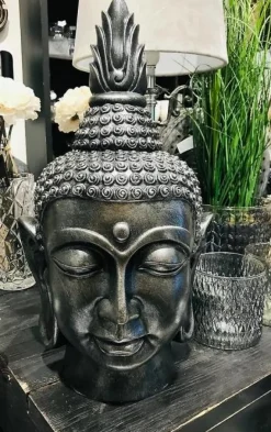 Buddha hoved sort/sølv