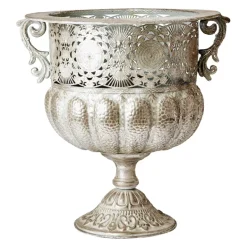Chantal potte/pokal/potteskjuler i antik sølv eller hvid antik med ører - H.44cm - Pris for 2stk
