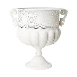 Chantal potte/pokal/potteskjuler i antik sølv eller hvid antik med ører - H.44cm - Pris for 2stk