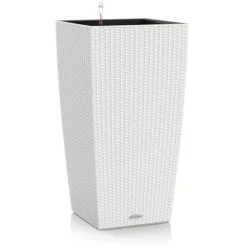 56cm + 75cm hvide krukker i polyrattan med selvvanding / OUTLET - 5stk