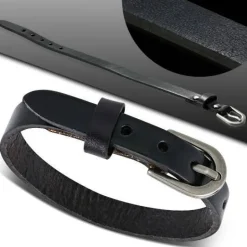 1cm bredt læderarmbånd - sort eller brun