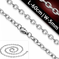 60cm link chain stålhalskæde - 5mm