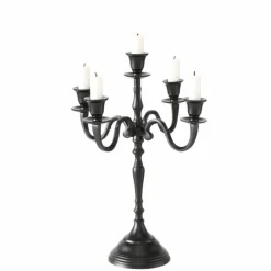 40cm sort 5 armet lysestage - kandelaber i aluminium