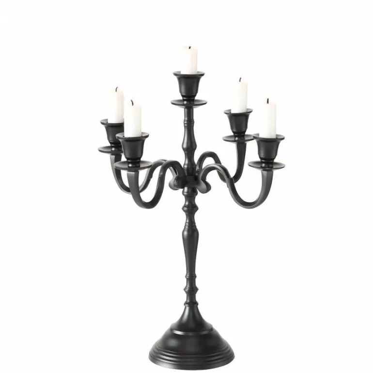 40cm sort 5 armet lysestage - kandelaber i aluminium