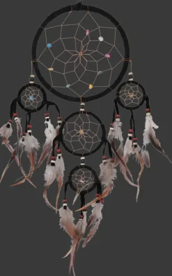 Ø.27cm sort Drømmefanger med fjer