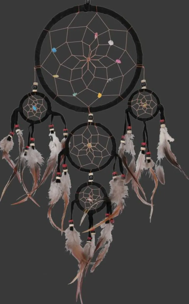 Ø.27cm sort Drømmefanger med fjer