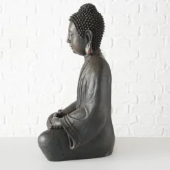 70cm stor Buddha figur i brun antik