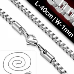 40cm ultra tynd venezia box stålhalskæde - 1mm