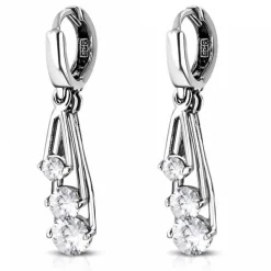 Concentric øreringe i sølv med zirkon sten