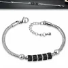 DeLuxe Stålarmbånd med sorte zirkon charms