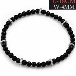 Elastisk agat kuglearmbånd med charms - 18cm