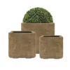 Firkantet Plantekumme i brun sandsten look - 5 års frostgaranti - Sæt