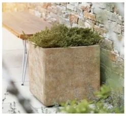 Firkantet Plantekumme i brun sandsten look - 5 års frostgaranti - Sæt
