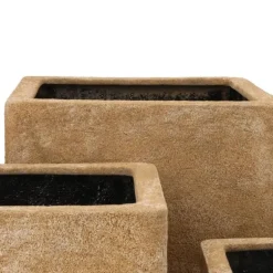 Firkantet Plantekumme i brun sandsten look - 5 års frostgaranti - Sæt