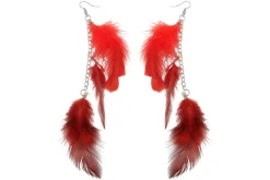 Fjer Øreringe Rød Karma