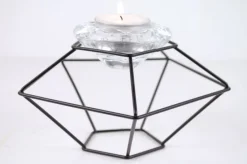 Fyrfadsstage Cubic metal/glas