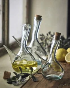 Glaskande / Decanter med spids hældetud og korkprop til olie / eddike