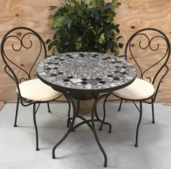 Havemøbel sæt med mosaikbord og 2 stole