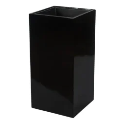 Høj firkantet krukke i højglans - sort eller hvid - H.80cm - m/u hjul