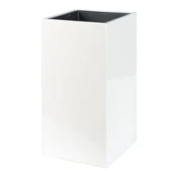 Høj firkantet krukke i højglans - sort eller hvid - H.80cm - m/u hjul