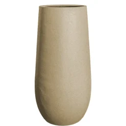 Høj rund sand/beige krukke i fiberstone - 70cm + 100cm sahara letvægtskrukker