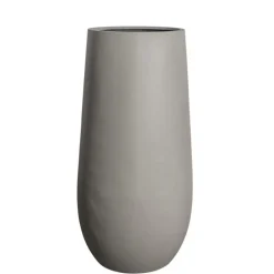Høj rund sandgrå krukke i fiberstone - 70cm + 100cm letvægtskrukker
