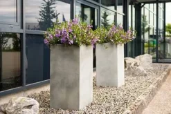 Høje rektangulære krukker / Sort + Grå - Udendørs