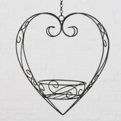 Hjerte i jern til blomsterpotter m/kæde / potteholder