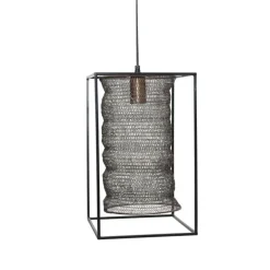 Hængelampe QUINCY i jern med metal net / 2 str