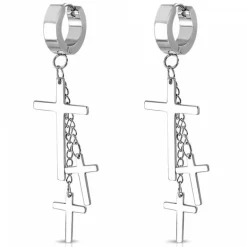 Hoop creoler i stål med hængende kors